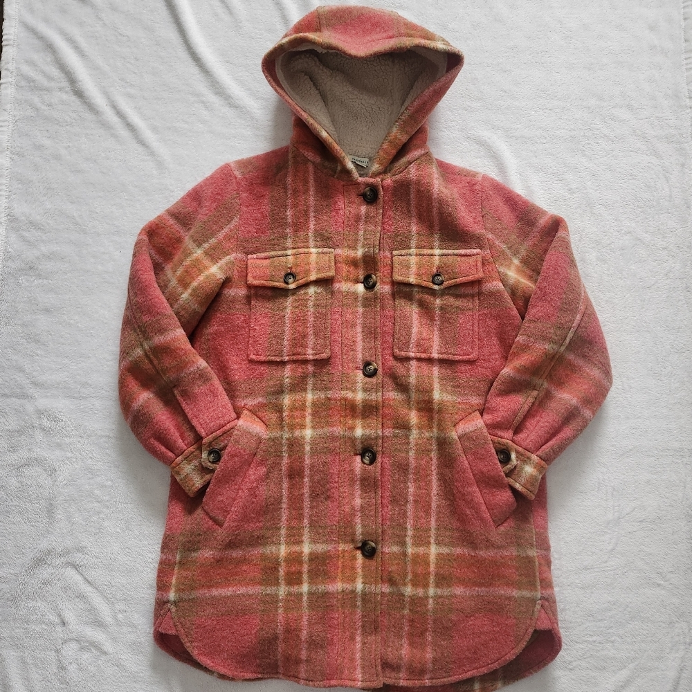SUNDANCE Womens Multicolor Plaid Sherpa Lined Hood Heavyweight Long Coat Medium‎